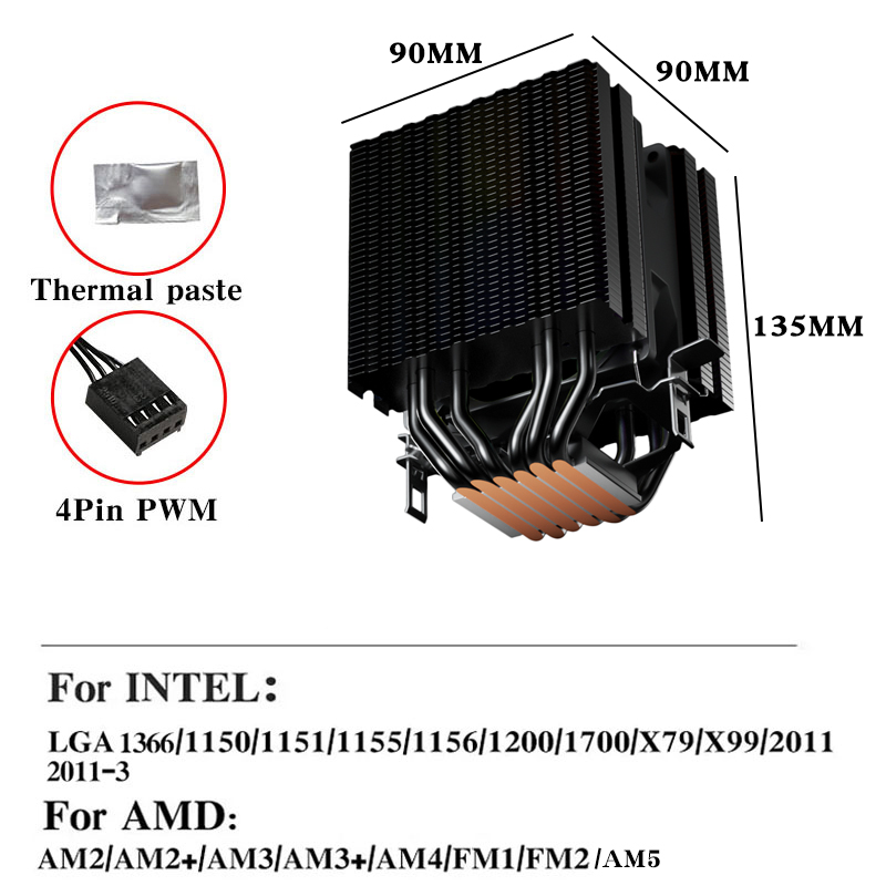 6 Heat Pipes CPU Air Cooler 4  - Cpu Heatsink ulasan dan harga