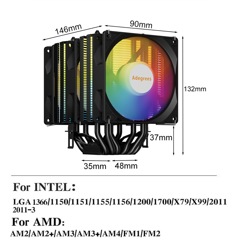 RGB CPU Cooler AM4 6 Heat Pipe - Cpu Heatsink ulasan dan harga